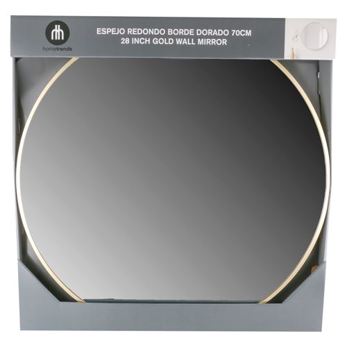 Espejo Home Trends redondo con borde dorado 70 cm