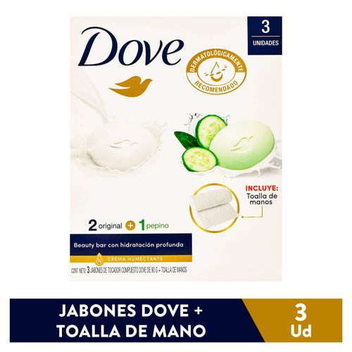 Dove Jabon 3pack Org Pepino Toalla 90gr