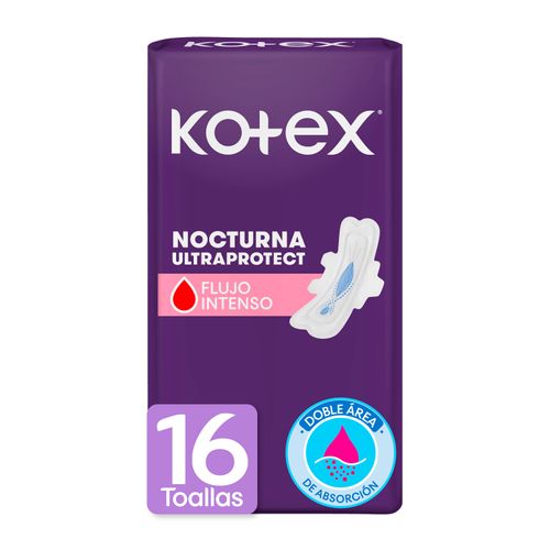 Toallas Femeninas Kotex Nocturna Con Alas - 16Uds