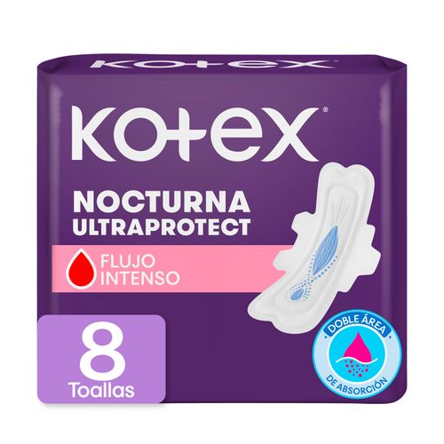 Toallas Femeninas Kotex Nocturna Con Alas - 8 uds