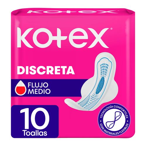 Toallas Femeninas Kotex Discreta Antibacterial - 10Uds