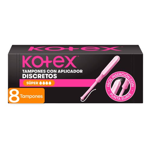 Tampones Kotex Super Con Aplicador - 8Uds