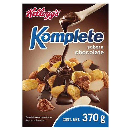 Cereal Kellogg's® Komplete® Sabor Chocolate - Sabor Maní y Sabor Chocolate con Trocitos Sabor Chocolate y Almendras - 1 Caja - 370 g