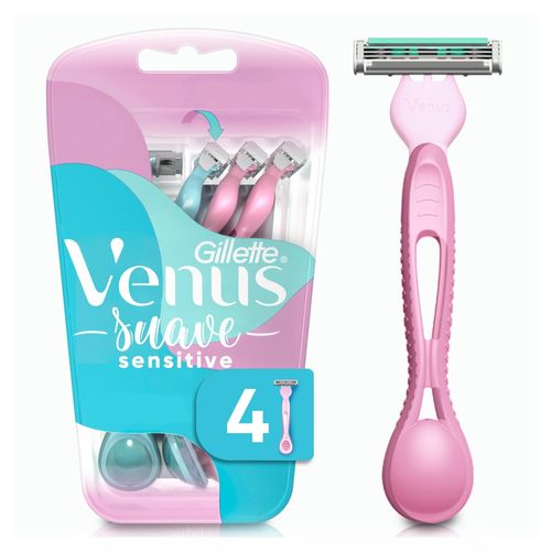 Rasuradora para Mujer Gillette Venus Suave Sensitive, Piel Sensible 4 Uds