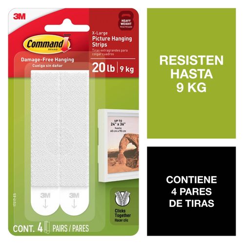 Tiras Velcro Scotch Cuelga Sin Dañar - 4Uds