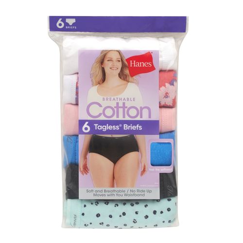 Panti Hanes, para Dama Cintura Alta, 6 pack Surtido -Talla 7