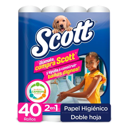 Papel Higiénico Scott 2en1 Jumbo Doble Hoja - 40 rollos