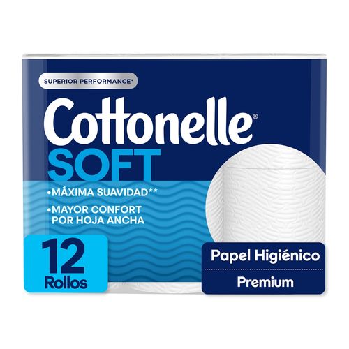 Papel Higiénico Kleenex Cottonelle Soft -12 Rollos