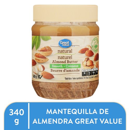 Mantequilla de Almendras Cremosa Natural – Great Value 340 gramos