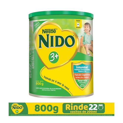 Leche Nestlé® NIDO® 3+ Desarrollo® Alimento Lácteo a Base de Leche Instantánea Lata -800gr