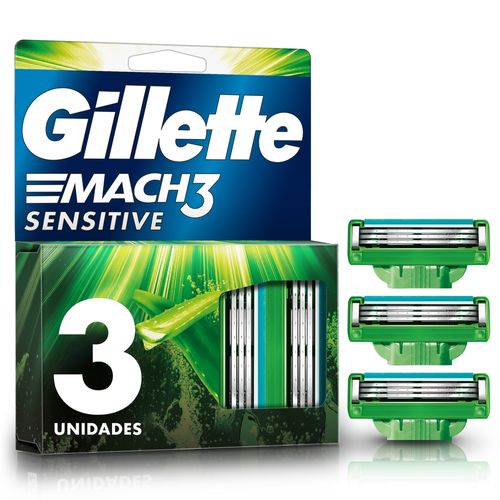 Repuesto para Rasuradora Gillette Mach3 Sensitive, Piel Sensible, 3 Uds