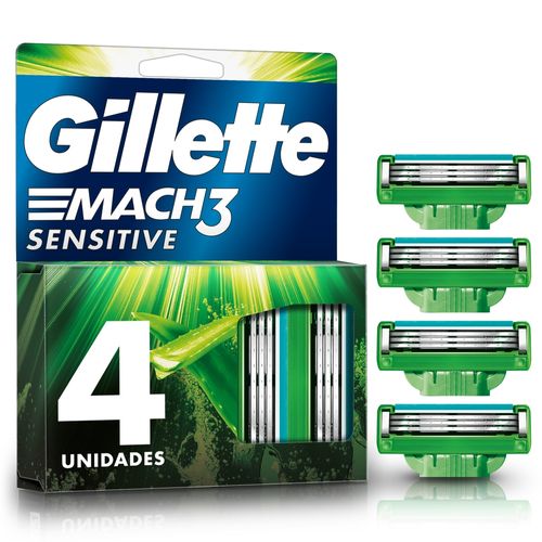 Repuesto para Rasuradora Gillette Mach3 Sensitive, Piel Sensible, 4 Uds