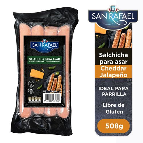 Salchicha San Rafael Para Asar Con Queso Cheddar Y Chile Jalapeño - 508g