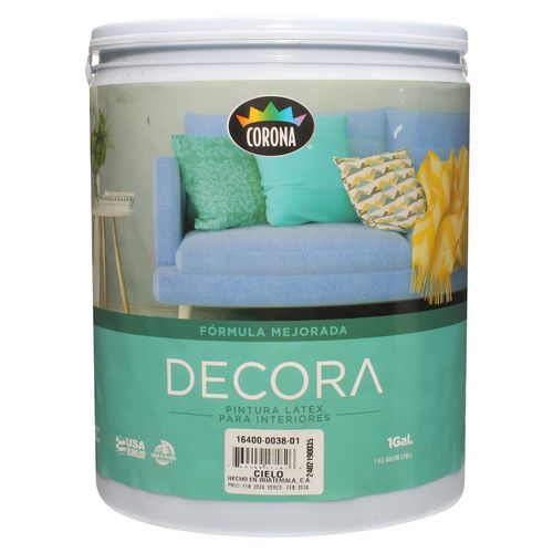 Pintura Latex Decora, Fórmula Mejorada Para Interiores Color Cielo - 1 Galón