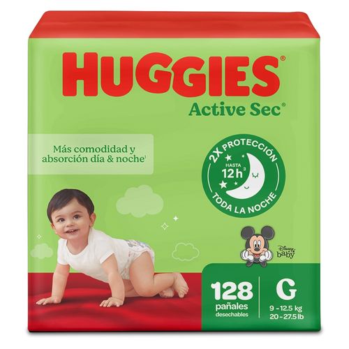 Pañales Huggies Active Sec Etapa 3/G Xtra-Flex, 9-12.5kg, Edición Limitada Disney - 128Uds