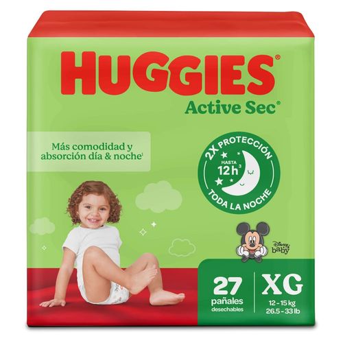 Pañales Huggies Active Sec Etapa 4/XG - 27 Unidades