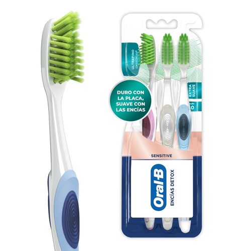 Cepillos Dentales Extra Suave Oral-B Sensitive Encías Detox 3 Unidades