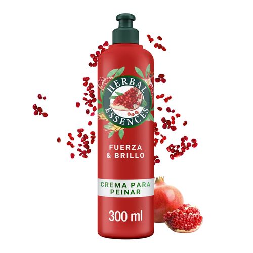 Crema para Peinar Herbal Essences Granada y Proteína Vegana Fuerza y Brillo 300 ml