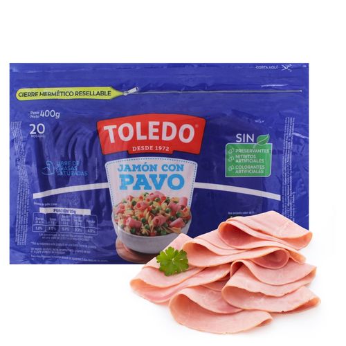 Jamón Con Pavo Toledo, con Empaque Resellable - 400g