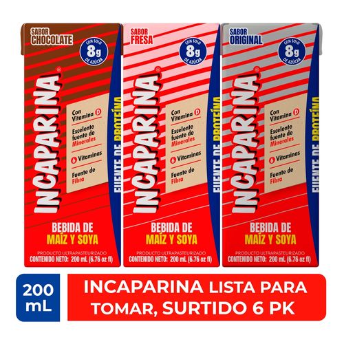 Bebida de Maíz y soya Incaparina Surtido 6 pack -200 ml