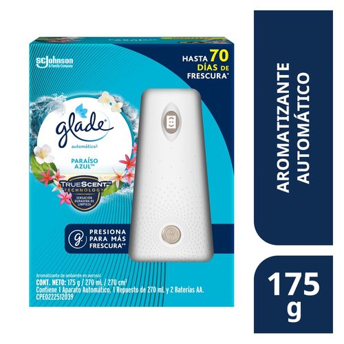 Aromatizante Automático Glade, en Aerosol Paraíso Azul -175g