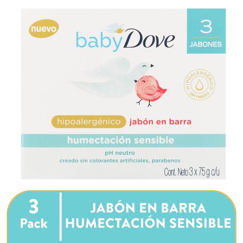 3 Pack Jabón Dove Baby En Barra Hidratación Sensible - 225gr