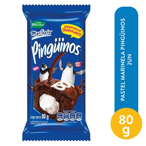 Pastel Pingüinos Marinela, 2 Unidades - 80g