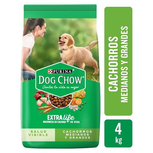 Alimento seco Purina dog chow para perro cachorros raza medianos y grandes sabor pollo y carne - 4 kg