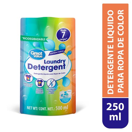 Detergente Liquido Marca Great Value Para Ropa Blanca Y Color Pouch - 500 ml