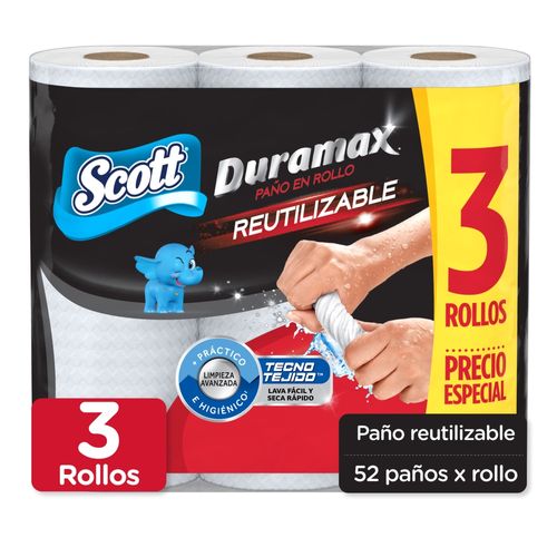 Toalla de Papel Reutilizable Scott Duramax 3 Rollos -52 hojas