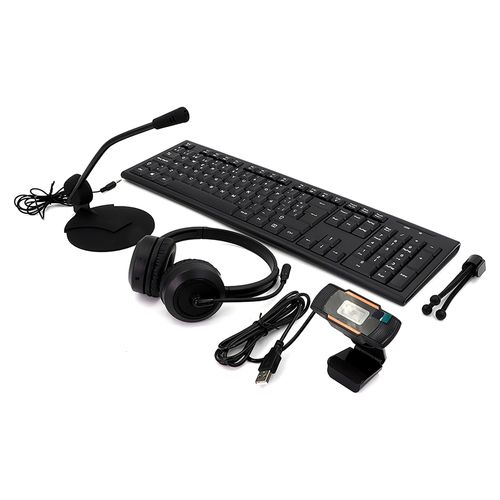 Kit Durabrand Premium Contiene: Auriculares (Inalámbricos), Teclado (Inalámbrico) Y Cámara Web 1080P Y Micrófono Con Cable Para Salas De Conferencias