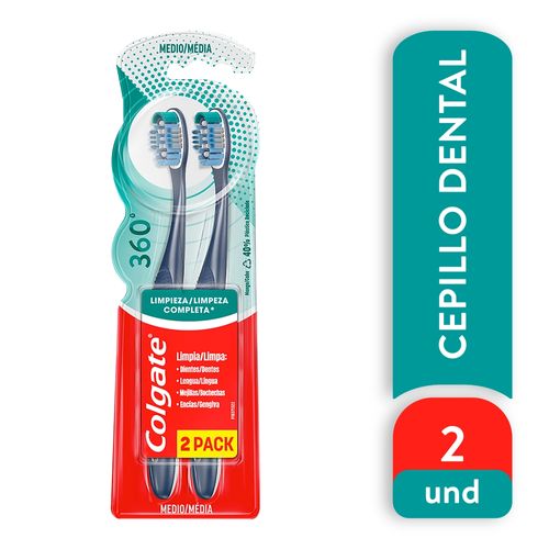 Cepillo Dental Colgate 360 Limpieza Completa 2 Pack - 2 Uds