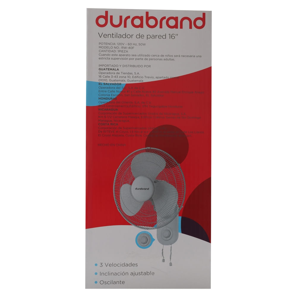 Comprar Ventilador Durabrand De Pared 16 Pulgadas | Walmart Guatemala ...