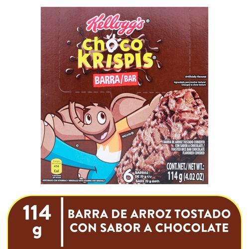 Barras Kellogg's® Choco Krispis® Sabor a Chocolate - Barra de Arroz Tostado con Sabor a Chocolate - 1 Caja con 6 barras - 114 g