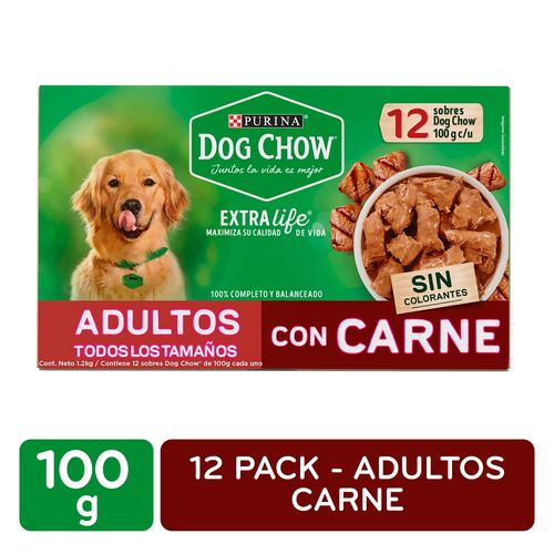 Alimento Perro Purina Dog Chow Adultos Todos Los Tamaños De Carne 12 Pack 100g (3.5oz)