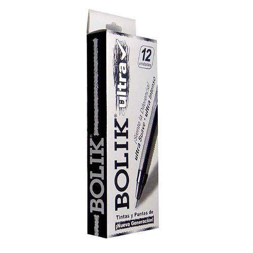 Boligrafo Bolik Ultra Docena Negro 12Ea