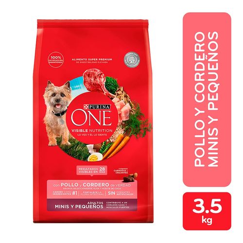 Alimento Perro Adulto Purina One Minis Y Pequeños Pollo Y Cordero 3.5kg