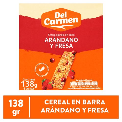 Barra Del Carmen Cereal arándanos -138 g