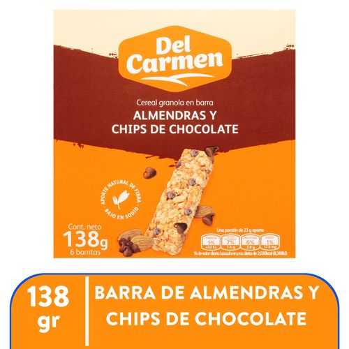 Barra Del Carmen Choco Chips 138gr