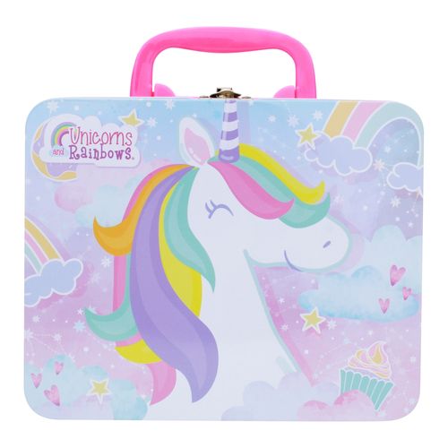 Estuche Met Cuadrado Unicornios