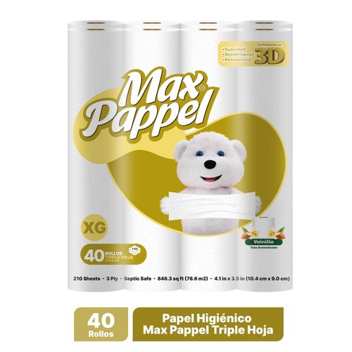 Papel Higiénico Max Pappel de 250 Hojas - 40 Uds