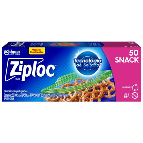 Bolsa Ziploc, plástica para snack-50 uds