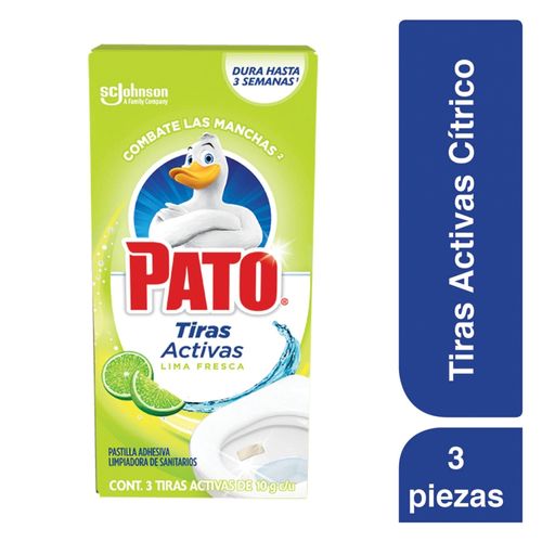 Tiras Activas Pato®  Lima Fresca Pastillas adhesivas Para Sanitario - 3 Unidades