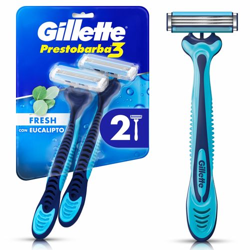 Gillette Prestobarba3 Fresh Máquina de Afeitar con Eucalipto 2 Uds