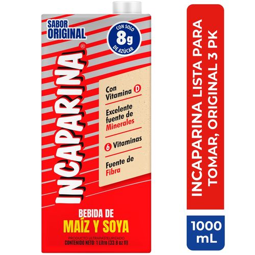 Bebida de Maíz y soya Incaparina Original 3 pack -1 L