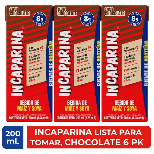 Bebida de Maíz y soya Incaparina chocolate 6 pack