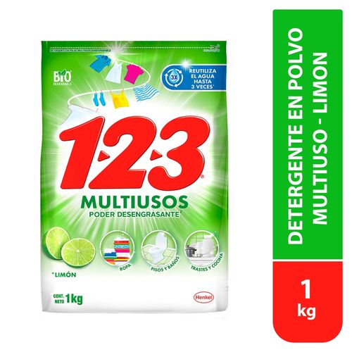 Detergente 123 Limón - 1000 g