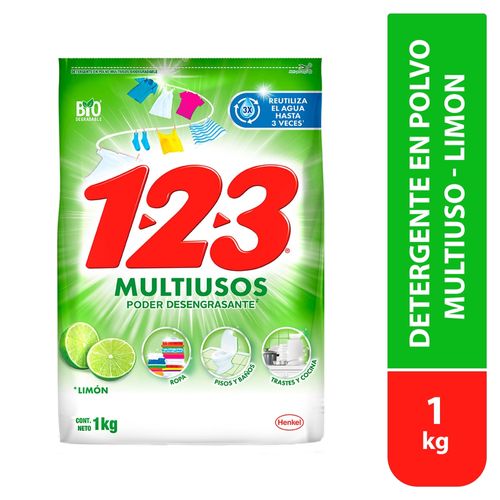 Detergente 123 Limon 1000gr