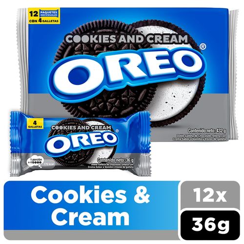 Galletas Oreo Sabor Cookies&Cream 36g Uds 12 Pack - 432g