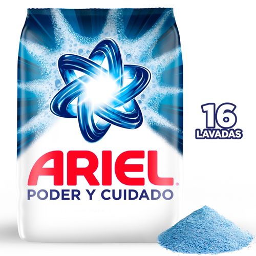 Detergente En Polvo Ariel Poder Y Cuidado, Lava Ropa Blanca Y De Color, 16 Lavadas 2kg